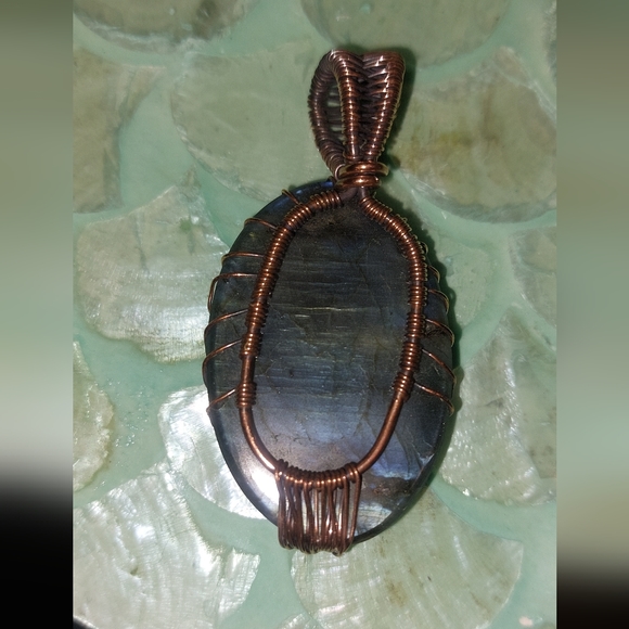 Copper Wire Wrapped Tree Labradorite Pendant - Picture 4 of 4